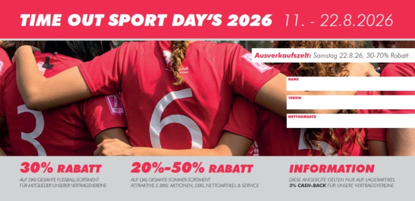 Time Out Sport Days VOM 11. – 22. AUGUST 2026 Time Out Sport Days VOM 11. – 22. AUGUST 2026